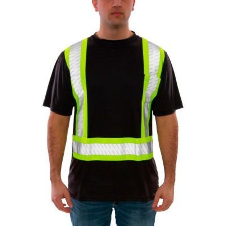 TINGLEY RUBBER Tingley® Job Sight Class 1 Short Sleeve T-Shirt, Black with Fluorescent Yellow-Green, 4XL S74023C.4X